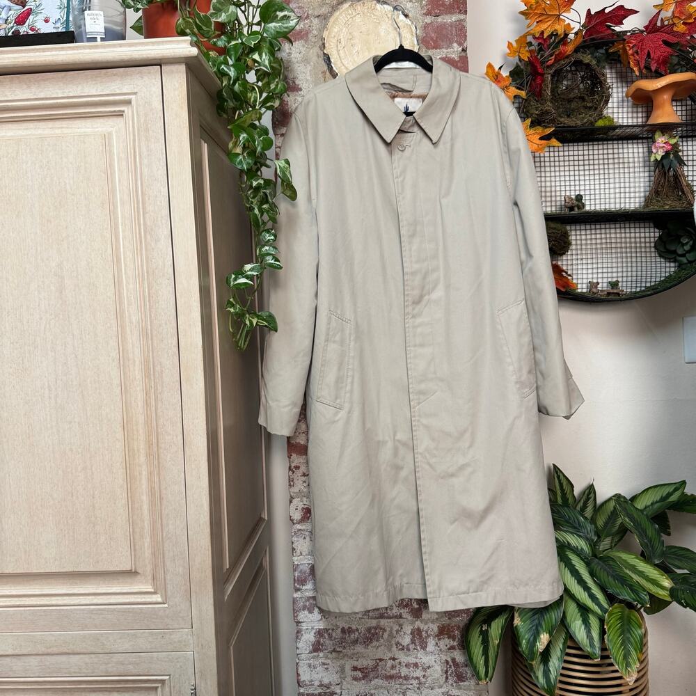 Vintage 70s Harbor Master Trench Coat with Faux Fur Lining 42 Long